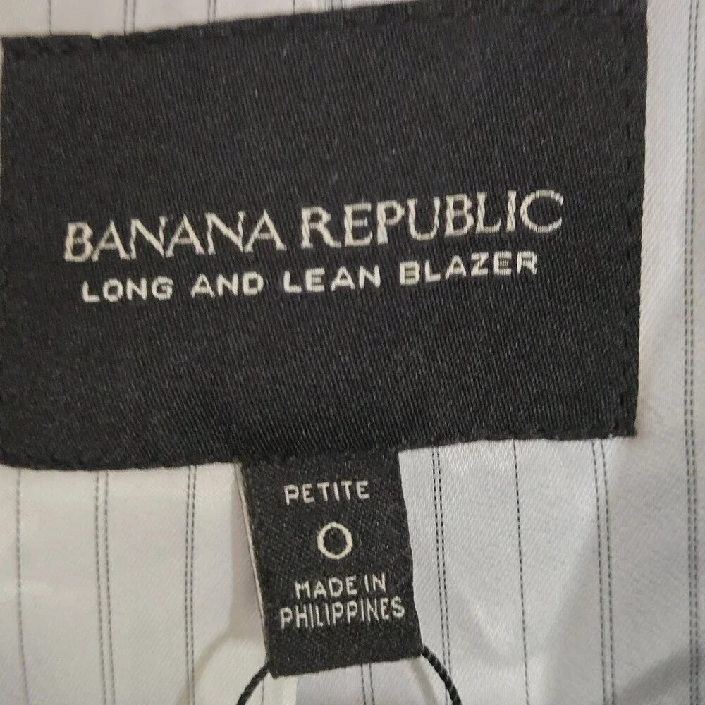 Banana Republic NWOT Long And Lean Wool Blend Black Classic Blazer Size 0